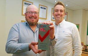 Tim Walsingham left with his regional Pride in the Job Award with Abel Homes MD Paul LeGrice 500px