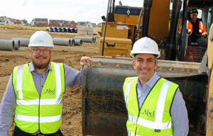 Abel Homes senior site manager Tim Walshingham left and managing director Paul LeGrice mark the start of 105 new homes in Swaffham 500px